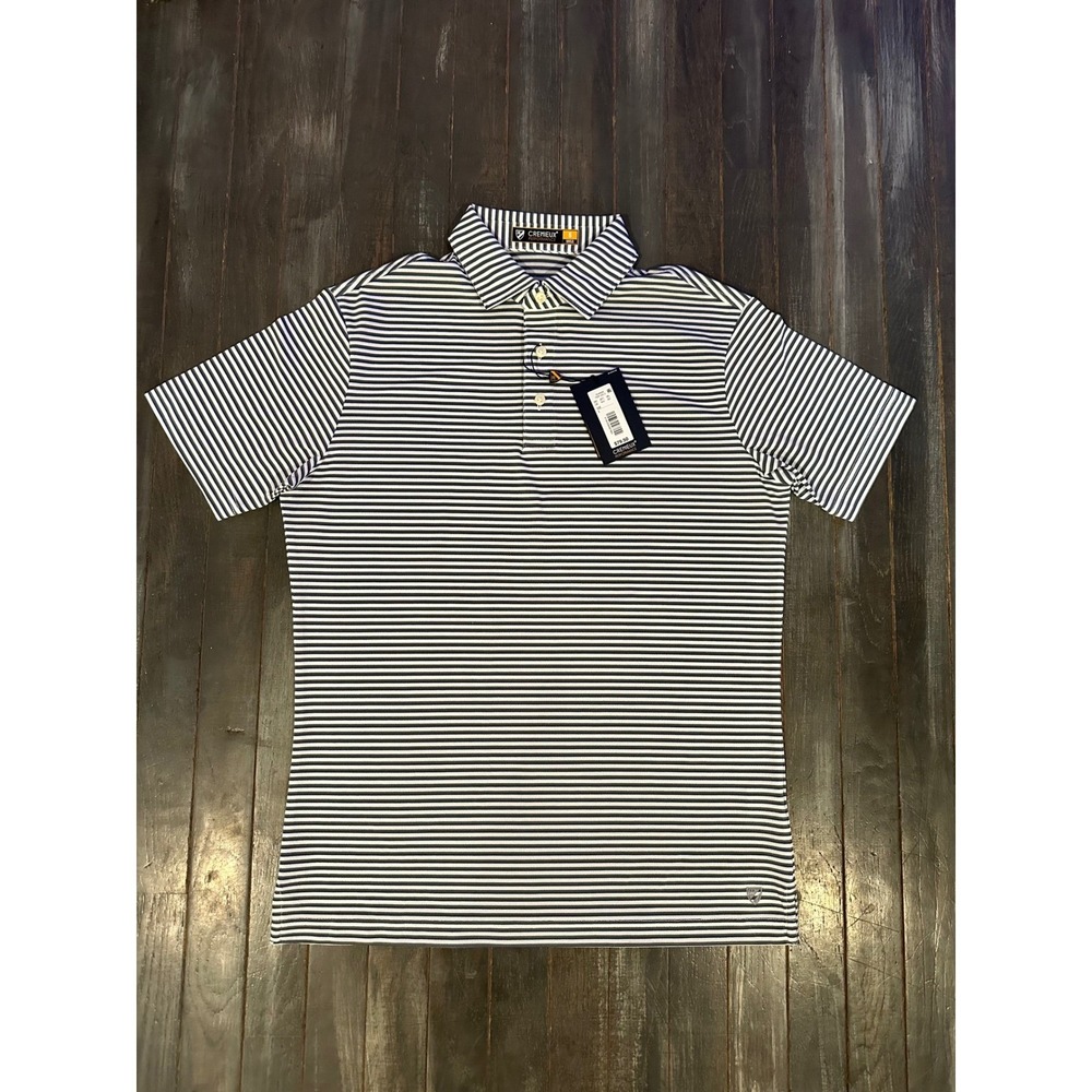 Cremieux Performance Mens Polo Shirt Small S Green White Striped S55KX598 NWT